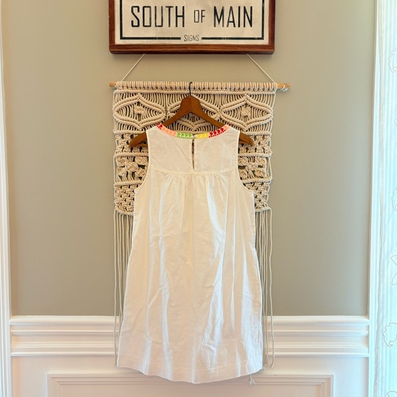 J.Crew White Embroidered 100% Linen Dress | Size 0 | NWT Vacation Boho Resort - Picture 3 of 10